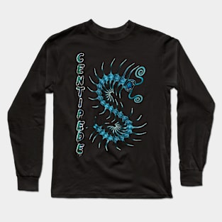 Blue Centipede with Spray Paint Long Sleeve T-Shirt